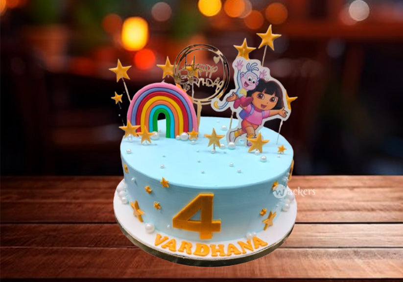Dora Cartoon Rainbow Cake