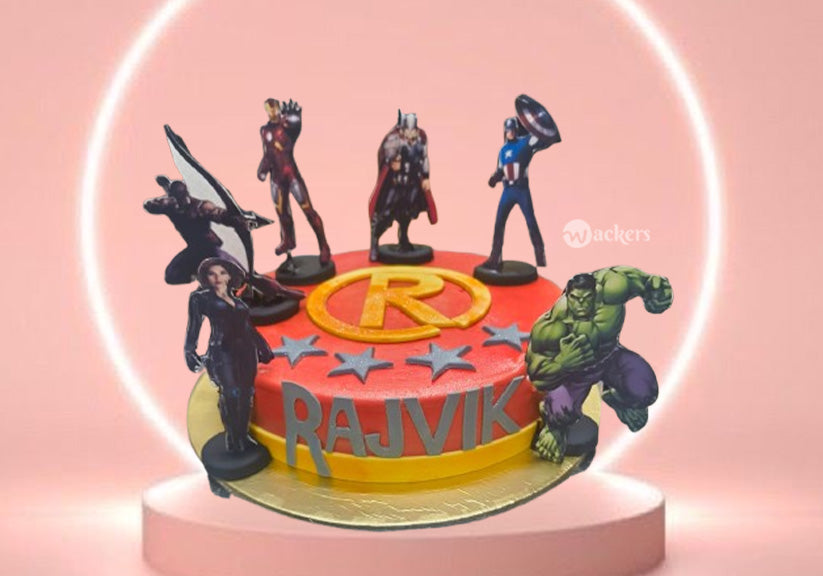 Avengers Red Theme Toys Cake