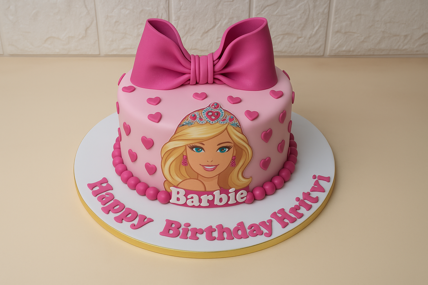 Barbie Bow Fondant Cake