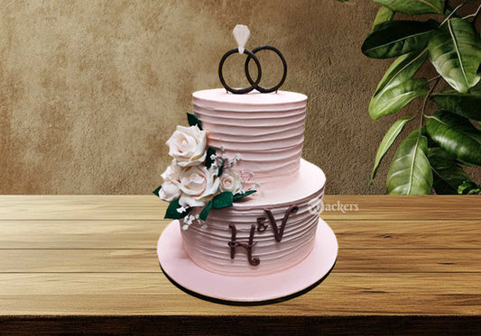 Floral 2-Tier Engagement Cake