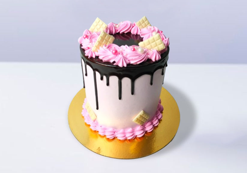 Pink Chocolate Drizzle Cake