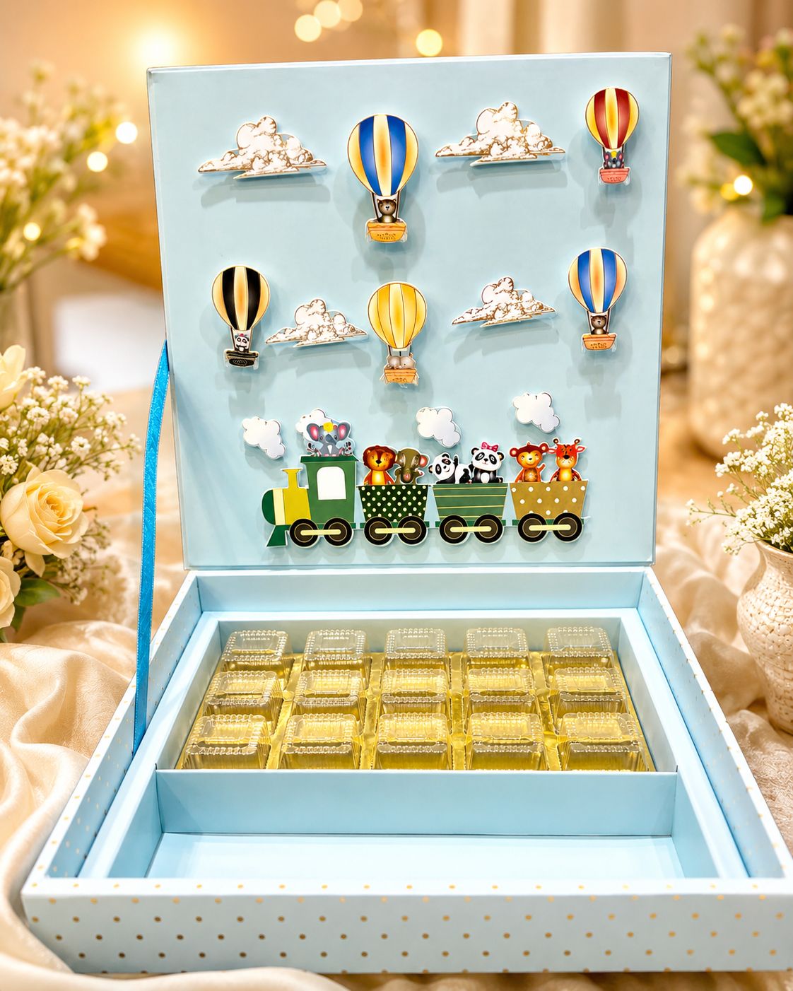 Kids Luxury Gift Box - Hot Air Balloon & Animal Train Theme